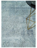 8x10 Ivory, gray and Silver Modern Abstract Hand Knotted Bamboo Silk Area Rug by The Rug Decor