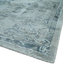 8x10 Ivory, Gray and Silver Modern Erased Traditional Handmade Art Silk Area Rug by The Rug Decor