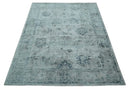 8x10 Ivory, Gray and Silver Modern Erased Traditional Handmade Art Silk Area Rug by The Rug Decor