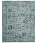 8x10 Ivory, Gray and Silver Modern Erased Traditional Handmade Art Silk Area Rug by The Rug Decor