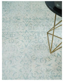 8x10 Ivory, Gray and Silver Modern Transitional Handmade Art Silk Area Rug by The Rug Decor