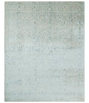 8x10 Ivory, Gray and Silver Modern Transitional Handmade Art Silk Area Rug by The Rug Decor