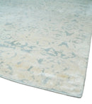 8x10 Ivory, Gray and Silver Modern Transitional Handmade Art Silk Area Rug by The Rug Decor