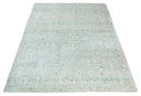 8x10 Ivory, Gray and Silver Modern Transitional Handmade Art Silk Area Rug by The Rug Decor