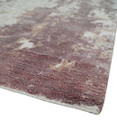 8x10 Ivory, Peach and Maroon Hand Carved Modern Abstract Hand Loomed Blended wool and Art silk Area Rug