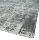 8x10 Ivory, Silver and Charcoal Modern Abstract Hand Loomed Blended wool and Art silk Area Rug