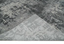 8x10 Ivory, Silver and Charcoal Modern Abstract Hand Loomed Blended wool and Art silk Area Rug