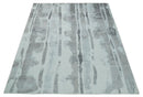 8x10 Ivory, Silver and Gray Modern Abstract Handmade Art Silk Area Rug by The Rug Decor