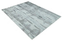 8x10 Ivory, Silver and Gray Modern Abstract Handmade Art Silk Area Rug by The Rug Decor