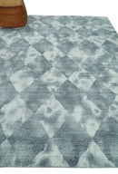 8x10 Ivory, Silver and Gray Modern Geometrical Handmade Art Silk Area Rug by The Rug Decor