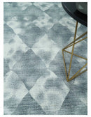 8x10 Ivory, Silver and Gray Modern Geometrical Handmade Art Silk Area Rug by The Rug Decor