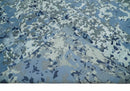 8x10 Ivory, Silver, Blue and Blue Modern Abstract Hand Knotted Wool and Bamboo Silk Area Rug by The Rug Decor
