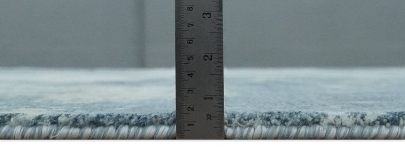 8x10 Ivory, Teal and Beige Modern Abstract Hand Loomed Blended wool and Art silk Area Rug