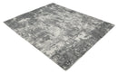 8x10 Modern Abstract Blended wool and Art silk Ivory, Silver and Charcoal Hand Loomed Area Rug