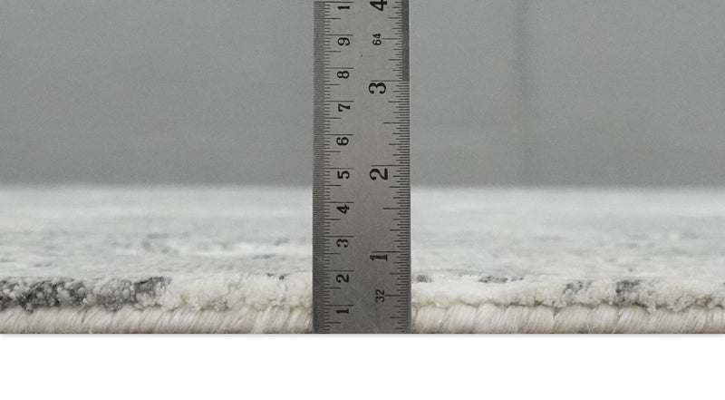 8x10 Modern Abstract Blended wool and Art silk Ivory, Silver and Charcoal Hand Loomed Area Rug