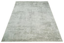 7.11x9.7 Modern Abstract Ivory and Camel Contemporary Wool Area Rug