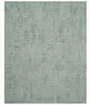 8x10 Modern Abstract Teal, Olive and Ivory Hand Tufted wool area rug