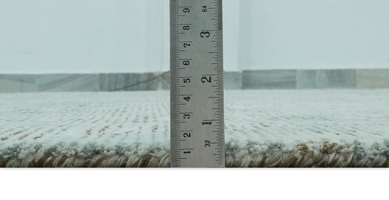 8x10 Modern Abstract Teal, Olive and Ivory Hand Tufted wool area rug