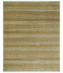 8x10 Modern Geometric Trellis Scandinavian Hand Knotted Beige, Camel and Ivory Wool Area Rug