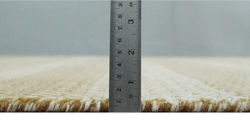 8x10 Modern Geometric Trellis Scandinavian Hand Knotted Beige, Camel and Ivory Wool Area Rug