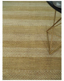 8x10 Modern Geometric Trellis Scandinavian Hand Knotted Beige, Camel and Ivory Wool Area Rug