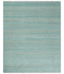 8x10 Modern Geometric Trellis Scandinavian Hand Knotted Blue and Ivory Wool Area Rug | TRDCP937810