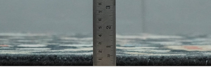 8x10 Modern Hand Knotted Black and Multicolor Traditional Oushak Wool Area Rug