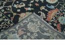 8x10 Modern Hand Knotted Black and Multicolor Traditional Oushak Wool Area Rug