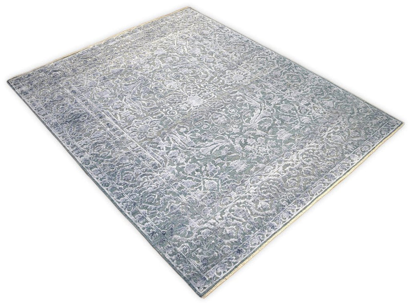 8'x10'  Modern Hand made Hand-spun wool and Handspun Bamboo Silk  Area  Rug  | The Rug Decor | TRD2021810