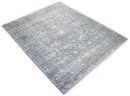 Silver and Gray Modern Hand Knotted Bamboo Silk Wool Area Rug 8x10