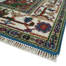 8x10 Olive, Blue and Ivory Heriz Serapi Hand knotted Traditional wool Area Rug