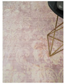 8x10 Pink and Beige Hand Loomed Damask Design Bamboo Silk Area Rug by The Rug Decor