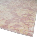 8x10 Pink and Beige Hand Loomed Damask Design Bamboo Silk Area Rug by The Rug Decor