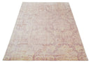 8x10 Pink and Beige Hand Loomed Damask Design Bamboo Silk Area Rug by The Rug Decor