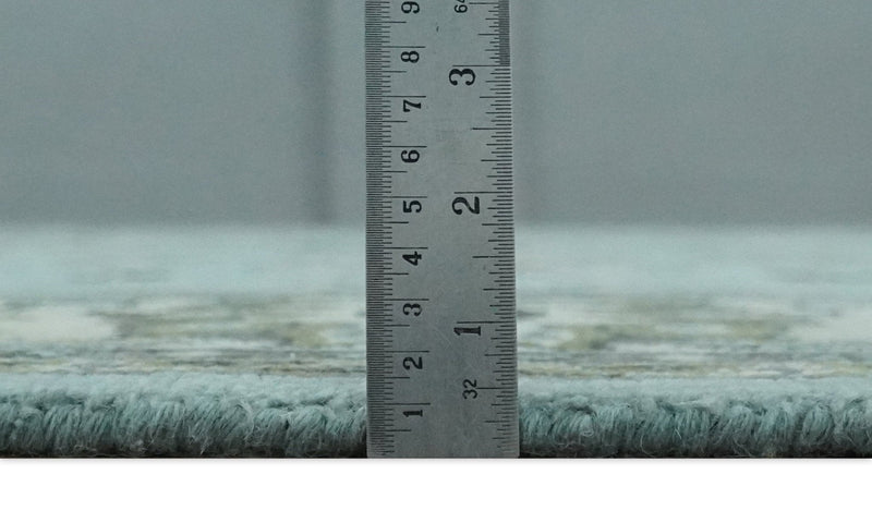 8x10 Premium Blue, Ivory and Green Traditional Floral Hand knotted wool Area Rug