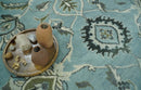 8x10 Premium Blue, Ivory and Green Traditional Floral Hand knotted wool Area Rug