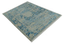 8x10 Premium Hand knotted Blue and Beige Traditional wool and Silk Area Rug by The Rug Decor