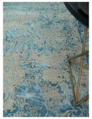 8x10 Premium Hand knotted Blue and Beige Traditional wool and Silk Area Rug by The Rug Decor