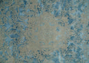 8x10 Premium Hand knotted Blue and Beige Traditional wool and Silk Area Rug by The Rug Decor