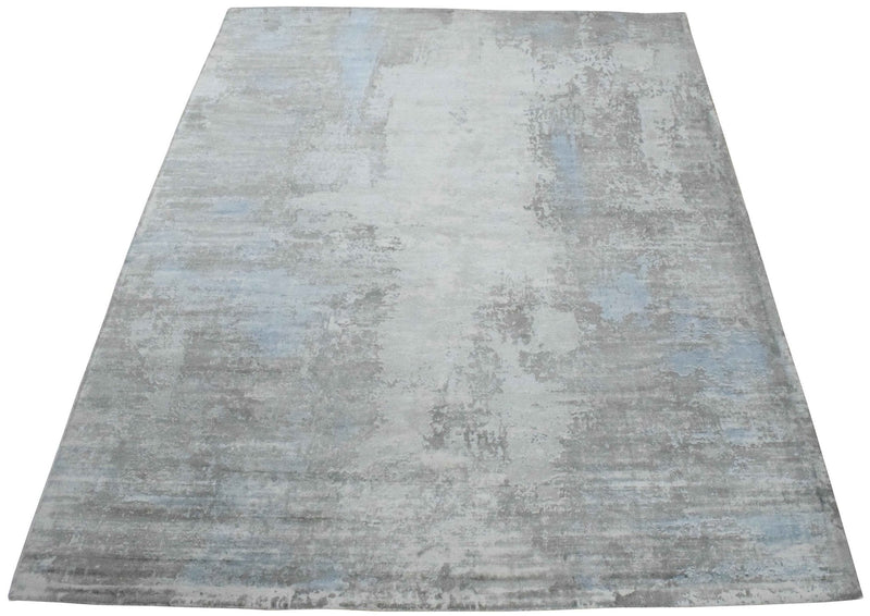 8x10 Rug, Abstract Blue and Gray Rug made with Viscose Art Silk, Living, Dinning and Bedroom Rug | TRD0090AR810