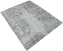 Ready to Ship Gray And Silver Modern Abstract Hand Loom 8x10 Viscose Rug by The Rug Decor