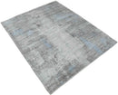 Hand Loomed Viscose Area Rug 8x10 Modern Abstract Design in Gray and Silver Tones