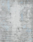 Hand Loomed Viscose Area Rug 8x10 Modern Abstract Design in Gray and Silver Tones
