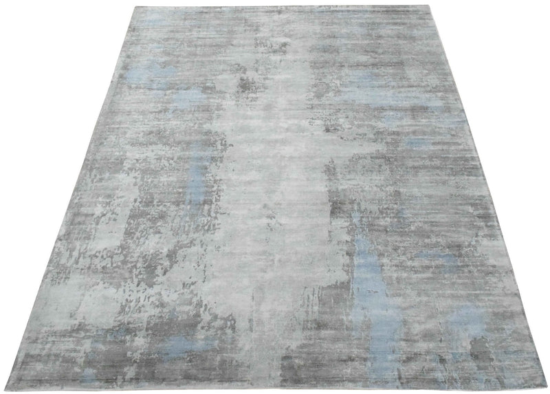 8x10 Rug, Abstract Blue and Gray Rug made with Viscose Art Silk, Living, Dinning and Bedroom Rug | TRD0090AR810