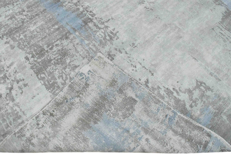 8x10 Rug, Abstract Blue and Gray Rug made with Viscose Art Silk, Living, Dinning and Bedroom Rug | TRD0090AR810