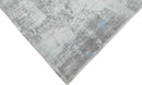 Hand Loomed Viscose Area Rug 8x10 Modern Abstract Design in Gray and Silver Tones