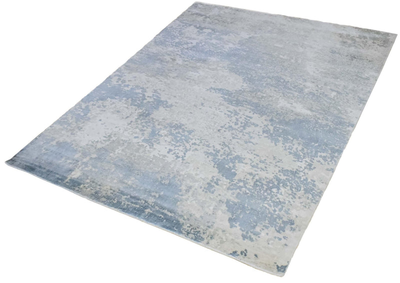 8x10 Rug, Abstract Blue and Ivory Rug made with Viscose Art Silk, Living, Dinning and Bedroom Rug | TRD006QT810