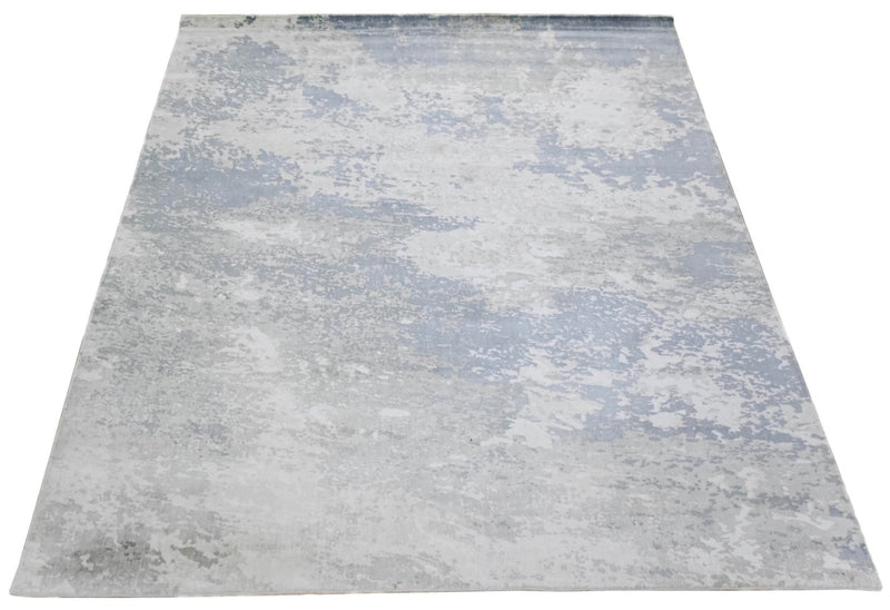 8x10 Rug, Abstract Blue and Ivory Rug made with Viscose Art Silk, Living, Dinning and Bedroom Rug | TRD006QT810
