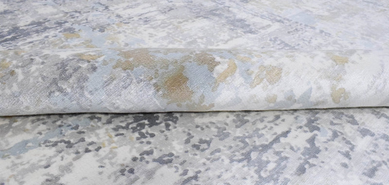 8x10 Rug, Abstract Blue and Ivory Rug made with Viscose Art Silk, Living, Dinning and Bedroom Rug | TRD030OP