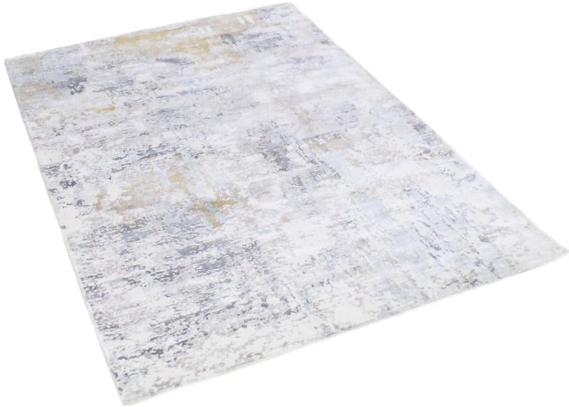 8x10 Rug, Abstract Blue and Ivory Rug made with Viscose Art Silk, Living, Dinning and Bedroom Rug | TRD030OP